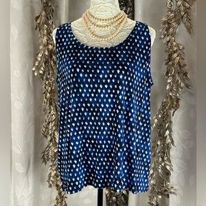 Chico's TOUCH of COOL POLKA DOT TANK Size 3 XL Navy White Tank Top Wrinkle Free